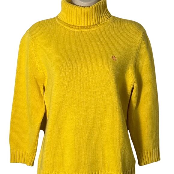 Vintage Ralph Lauren Womens Yellow Turtleneck Sweater Size L - Picture 5 of 7